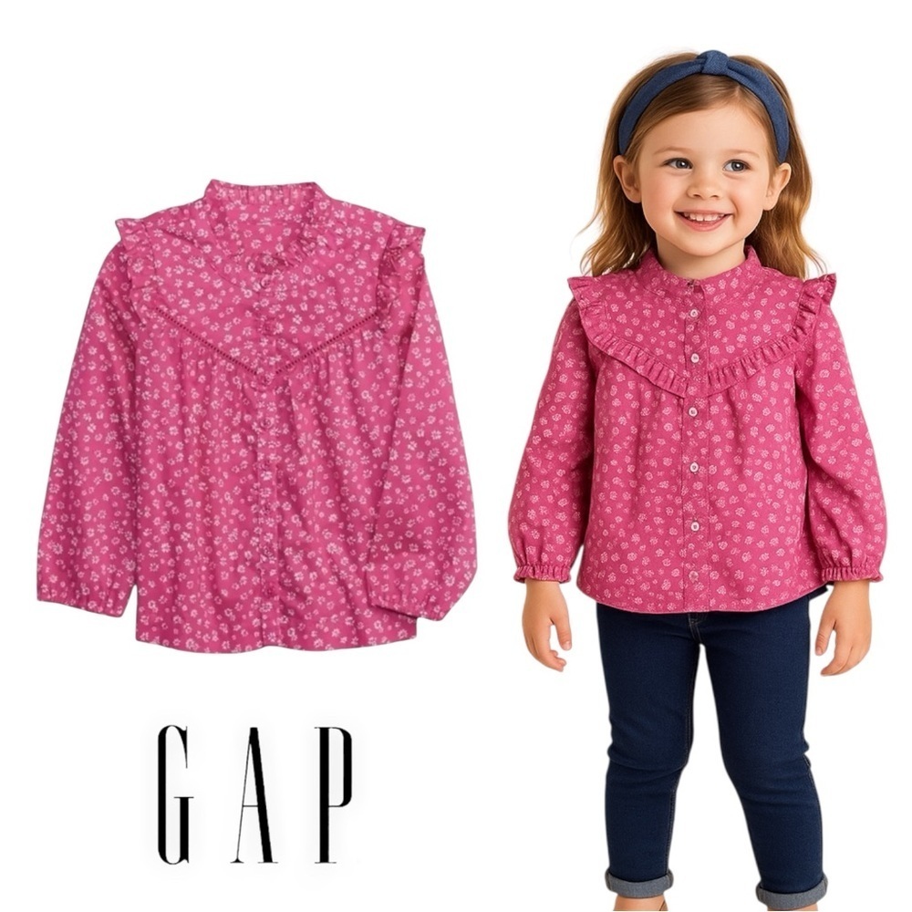 GAP Kids | Fuchsia | TODDLER RUFFLE BUTTON -DOWN SHIRT